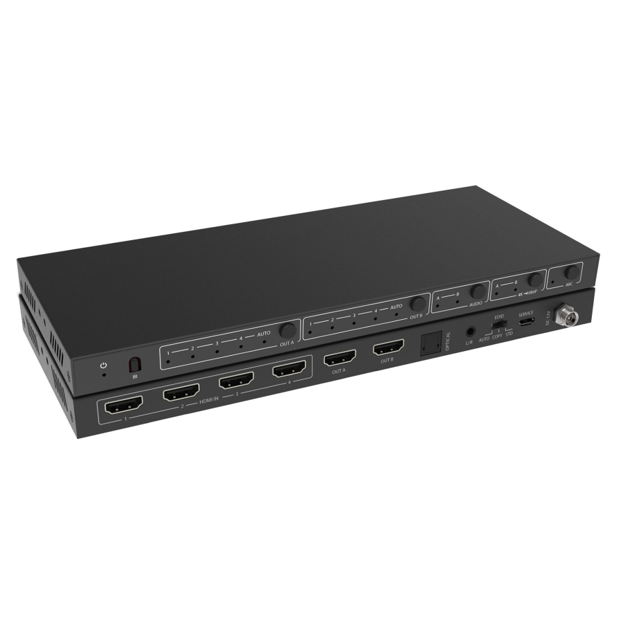 Matrix Switch HDMI 2.0 4x2 18Gbps 4k@60Hz con estrattore audio